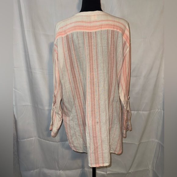 Canyon River Blues, peach and cream stripes. Large - Picture 4 of 6